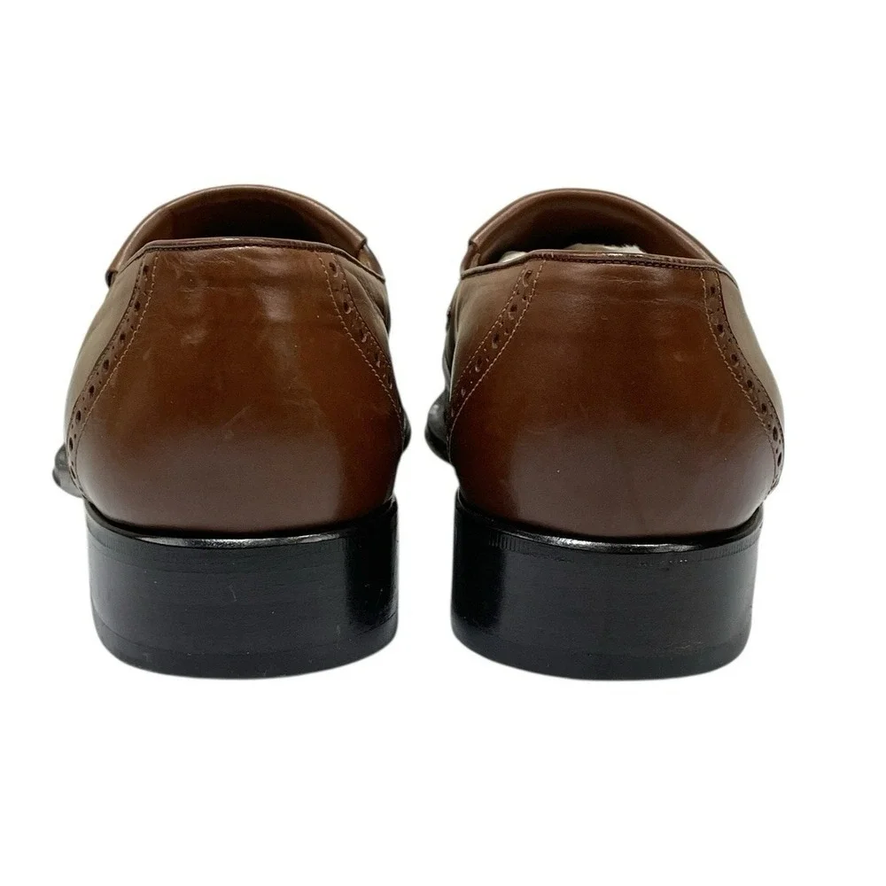 Bally Brown Leather Tassel Dress Loafers Mens 8 Preppy Designer Quiet Luxury